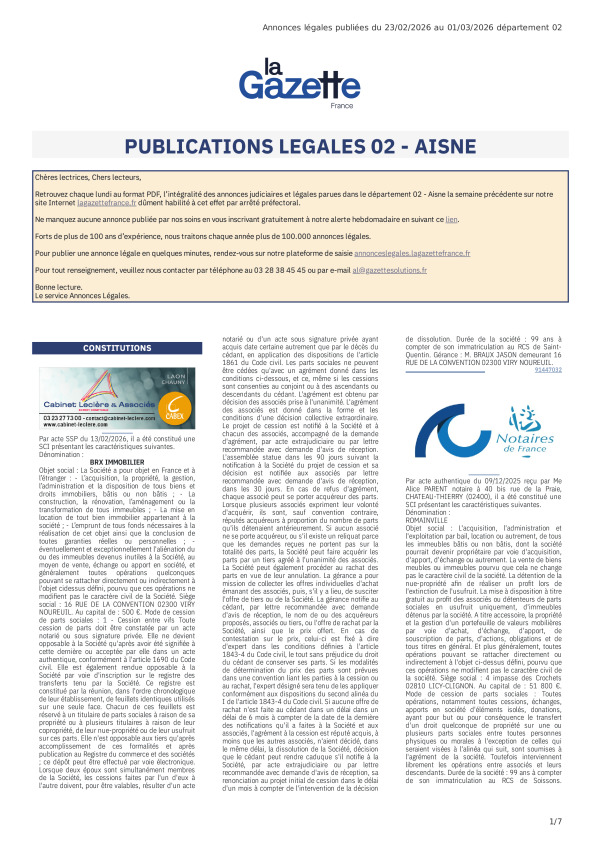 AJL Aisne du 23/02/26 au 01/03/26