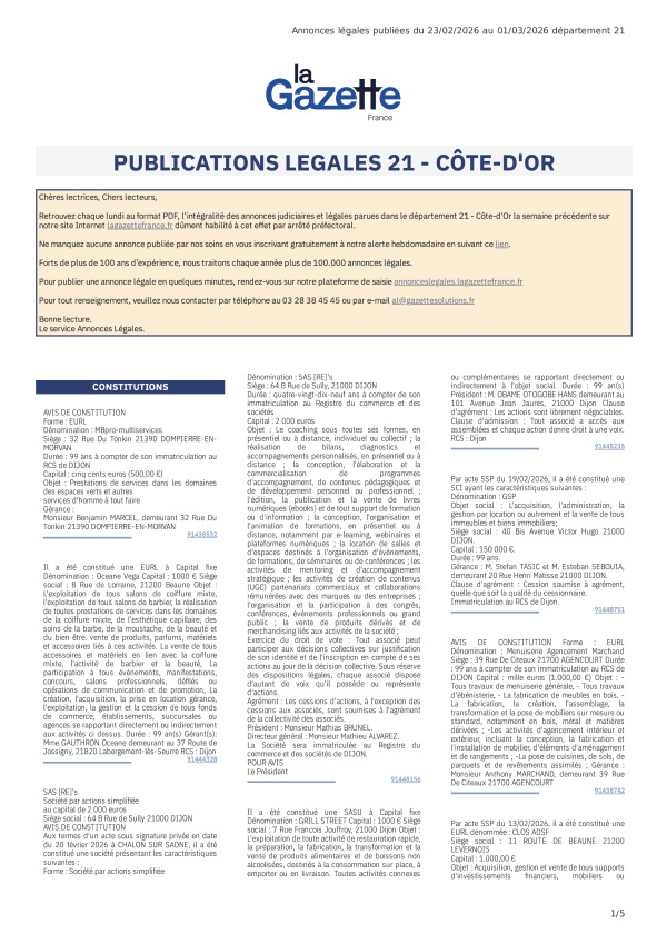 AJL Côte-d'Or du 23/02/26 au 01/03/26