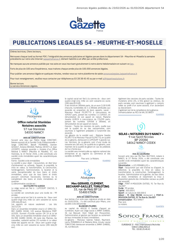 AJL Meurthe-et-Moselle du 23/02/26 au 01/03/26