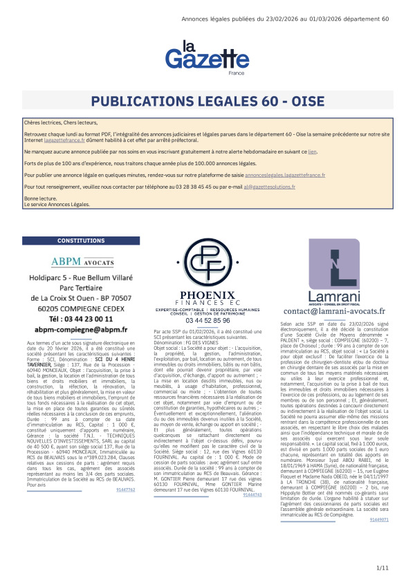 AJL Oise du 23/02/26 au 01/03/26