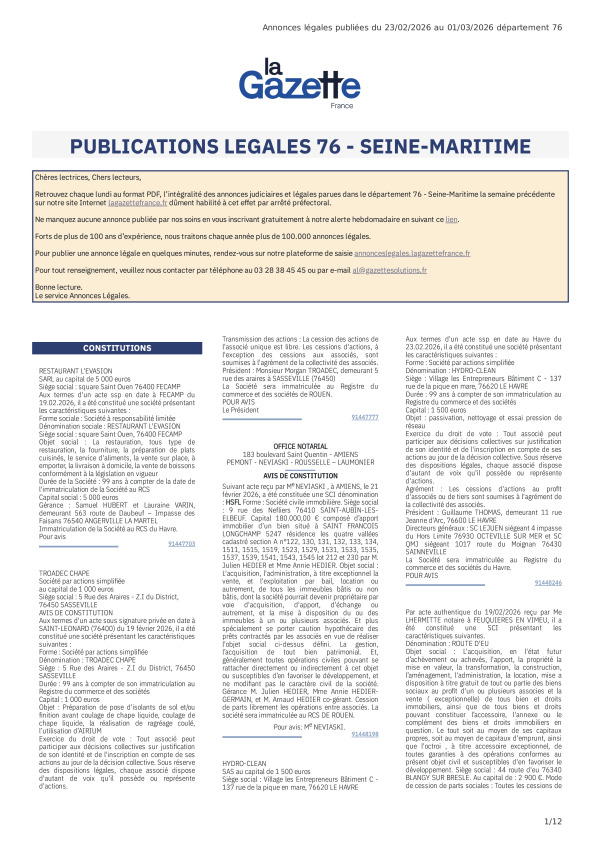 AJL Seine-Maritime du 23/02/26 au 01/03/26