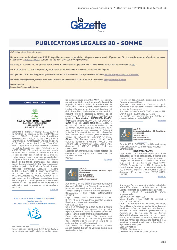 AJL Somme du 23/02/26 au 01/03/26