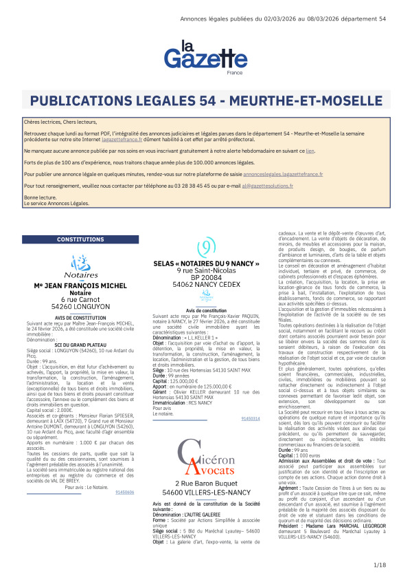 AJL Meurthe-et-Moselle du 02/03/26 au 08/03/26