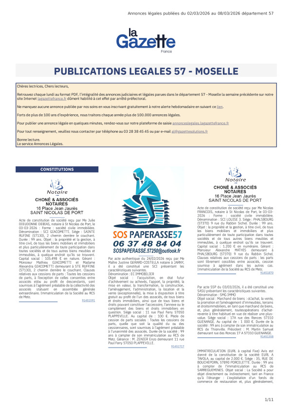 AJL Moselle du 02/03/26 au 08/03/26