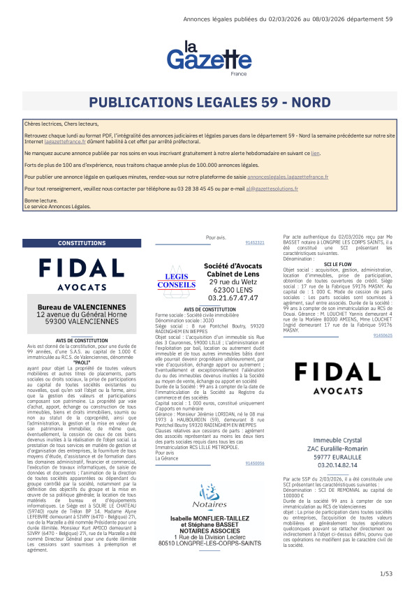 AJL Nord du 02/03/26 au 08/03/26