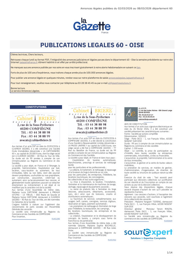 AJL Oise du 02/03/26 au 08/03/26