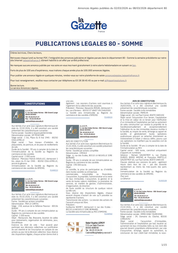 AJL Somme du 02/03/26 au 08/03/26