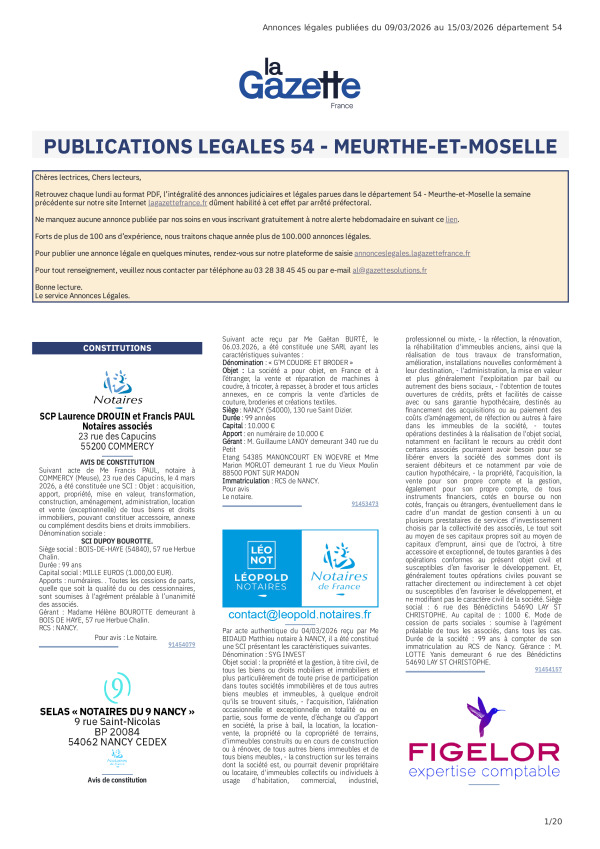 AJL Meurthe-et-Moselle du 09/03/26 au 15/03/26