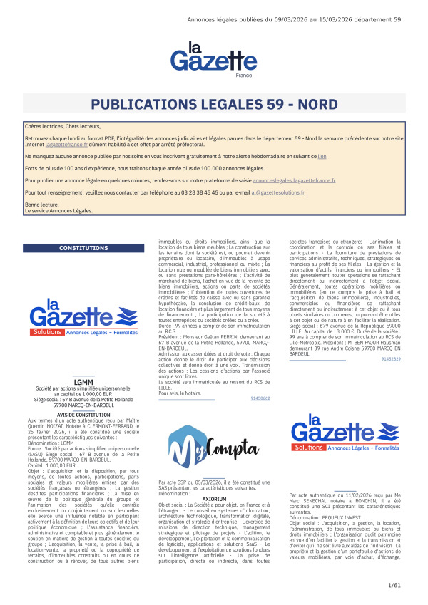 AJL Nord du 09/03/26 au 15/03/26