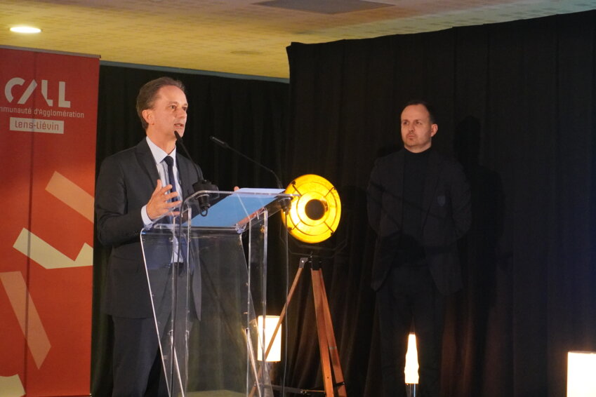 Sylvain Robert, président de la communauté d’agglomération de Lens-Liévin, a présenté ses vœux l 27 janvier dernier, au cœur du stade Bollaert-Delelis. © Aletheia Press / L. Peron Vranesic