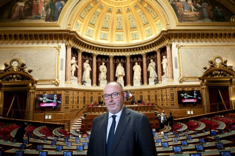 Le sénateur LR Laurent Duplomb au Sénat, à Paris, le 11 février 2025 © ALAIN JOCARD