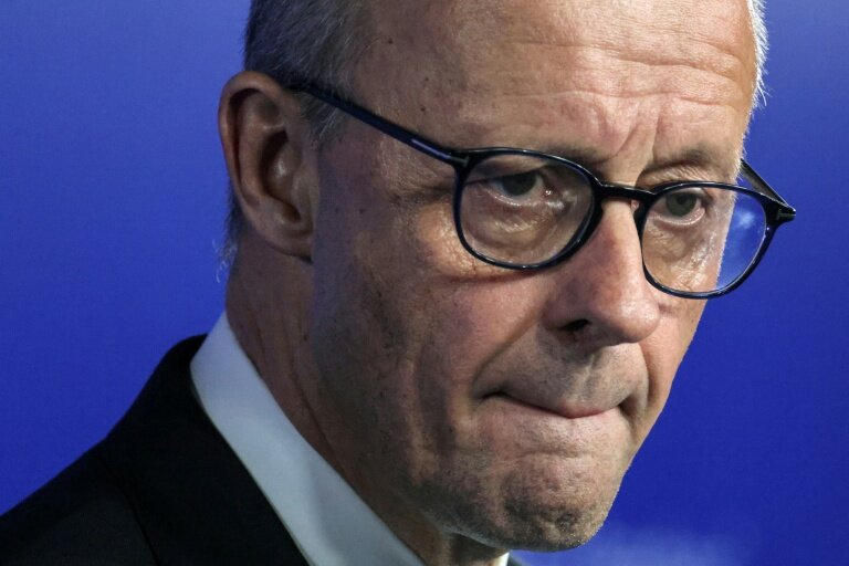 le chancelier allemand Friedrich Merz, le 12 février 2026 à Rijkhovenn en Belgique © Ludovic MARIN
