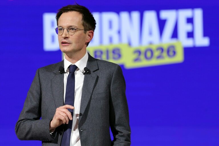 Pierre-Yves Bournazel, candidat Horizons et Renaissance à la mairie de Paris, lors d'un meeting de campagne à Paris, le 10 février 2026 © Thomas SAMSON