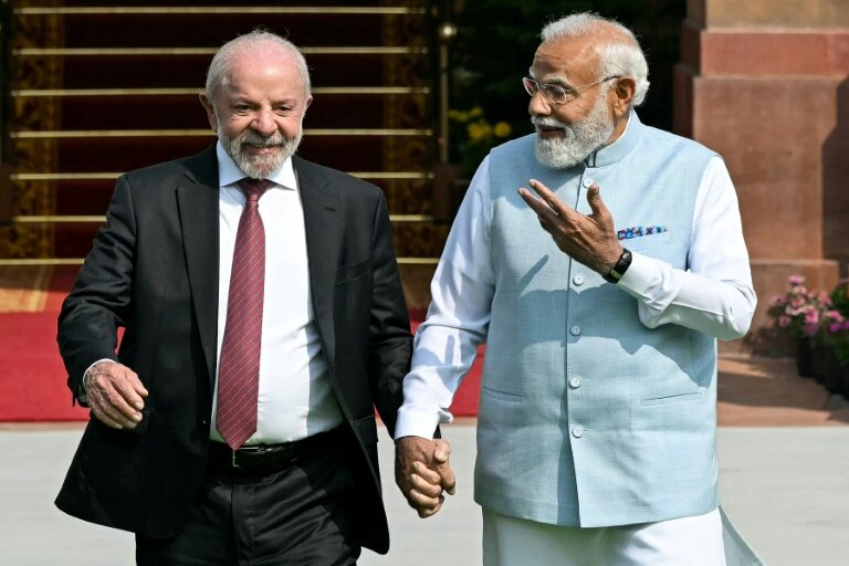 Le président brésilien Luiz Inacio Lula da Silva et le Premier ministre indien Narendra Modi à New Delhi, le 21 février 2026 © Sajjad HUSSAIN