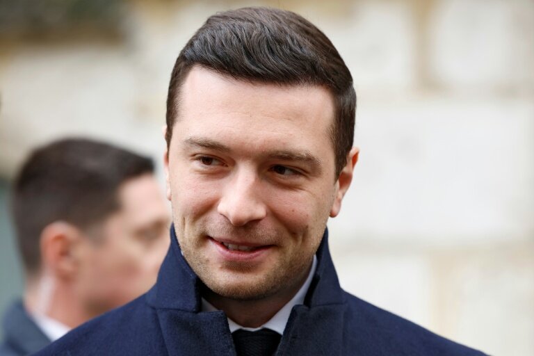 Le président du Rassemblement national Jordan Bardella lors d'un déplacement à Provins, en Seine-et-Marne, le 21 février 2026 © Charlotte SIEMON