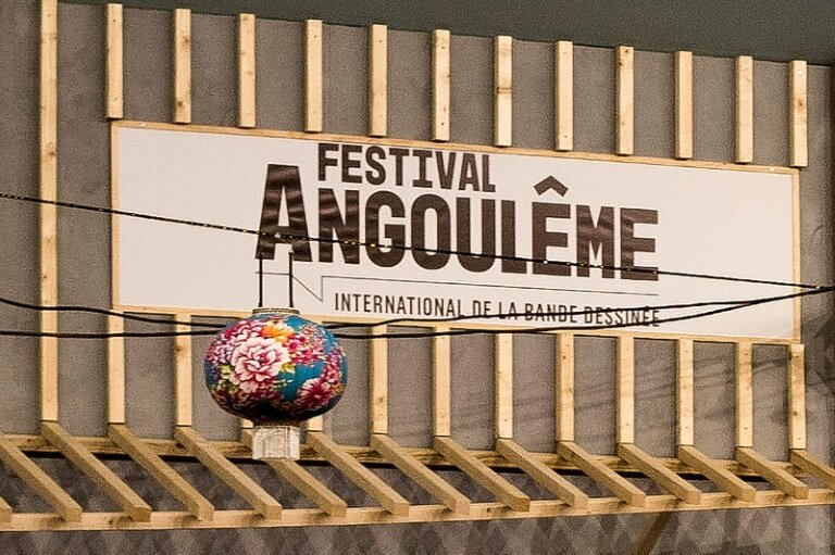 Le logo du festival de la BD d'Angoulême, lors de l'édition 2023. © YOHAN BONNET