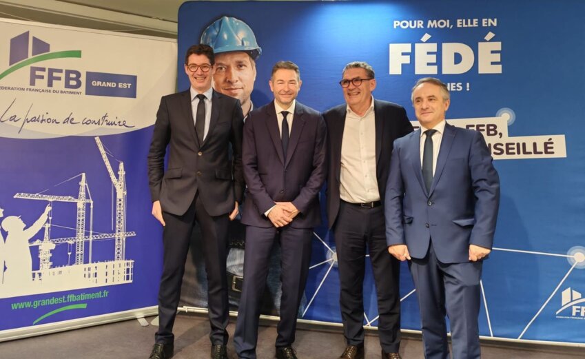 © FFB Grand Est. Philippe Gayet, président de la FFB Grand (deuxième en partant de la droite) avec Christophe Possémé, Frédéric Carré et Jacques Blanchet, candidat à l’élection nationale de la FFB de mars.