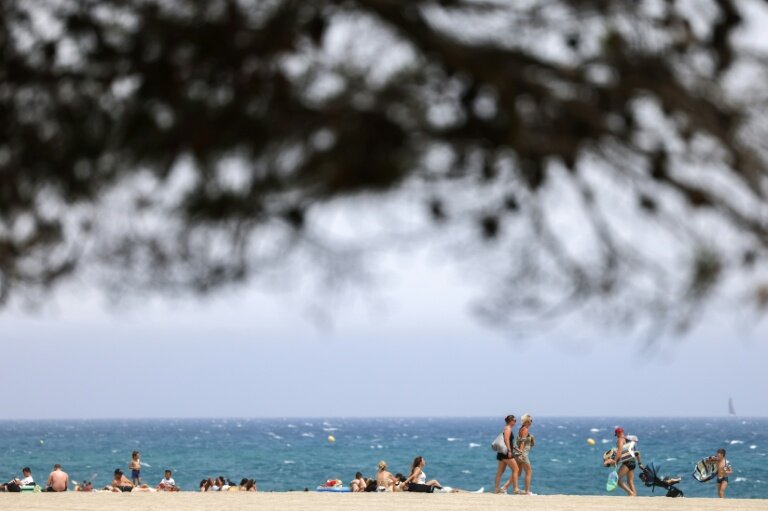 La plage à Argelès-sur-Mer, dans les Pyrénées-Orientales, le 11 juillet 2023 © Charly TRIBALLEAU