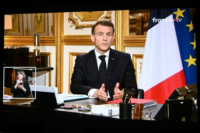 Allocution télévisée du président Emmanuel Macron le 3 mars 2026 © SEBASTIEN BOZON