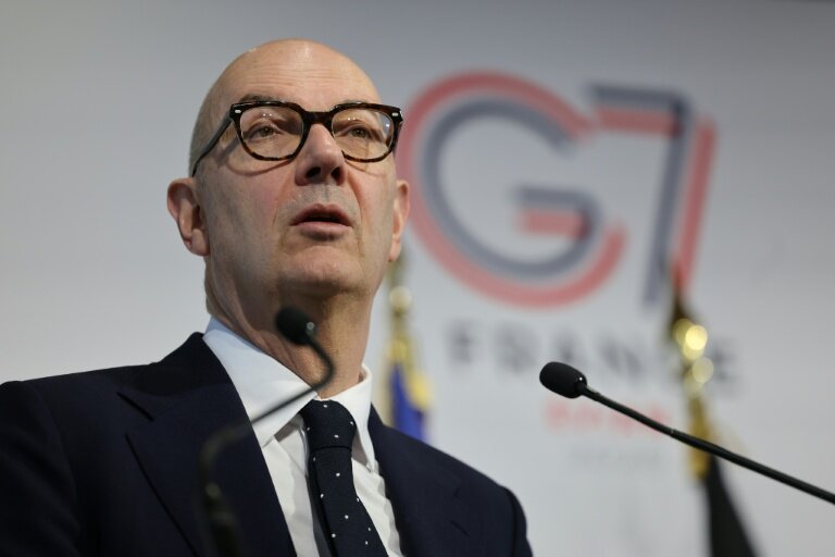 Le ministre de l'Économie et des Finances, Roland Lescure, lors de la conférence de presse d'ouverture des volets Finance et Numérique de la présidence française du G7, le 3 février 2026 à Paris © Ludovic MARIN