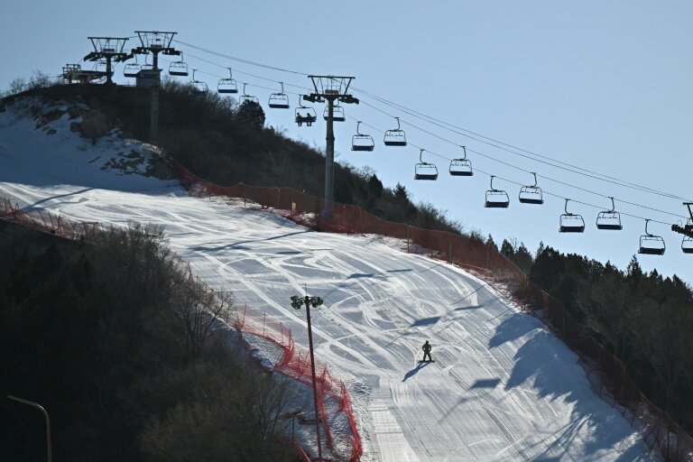 Une des pistes de la station de ski de Lianhuashan, en périphérie de Pékin, l e 16 février 2026 en Chine © Pedro PARDO