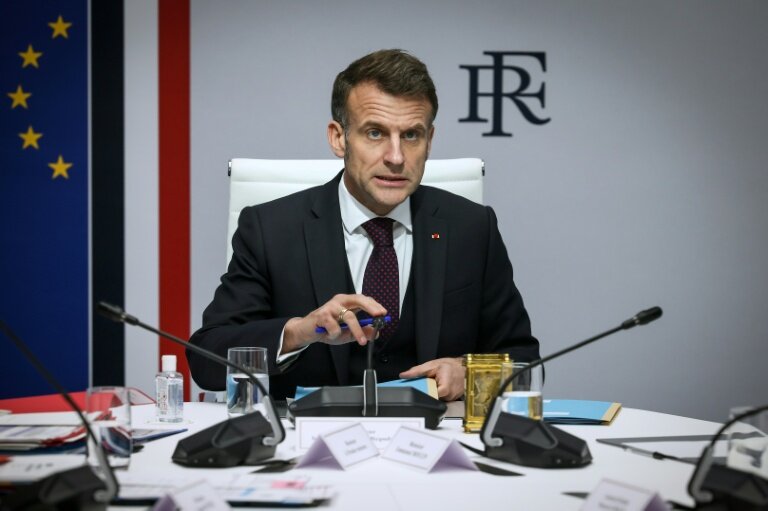 Le président Emmanuel Macron lors d'un conseil de défense à l'Elysée, le 10 mars 2026 à Paris. © Thomas Padilla