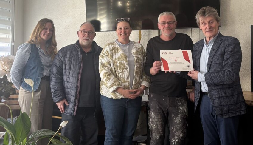 Christophe Lecerf entouré d’élus et des membres de la CMA.