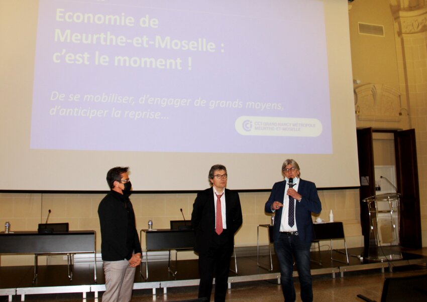 Sébastien Duchowicz, président des Vitrines de Nancy, François Pélissier, président de la CCI Grand Nancy Métropole 54 et Jean-Paul Daul, président de la CMA 54. 