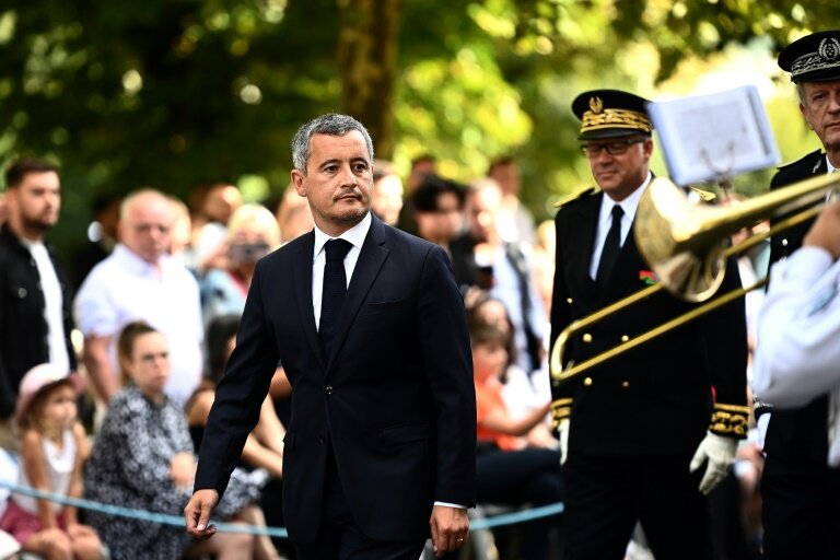 Gérald Darmanin pour la sortie de promotion des gardiens de la paix à l'Académie de police, le 11 août 2023 à Périgueux © Christophe ARCHAMBAULT