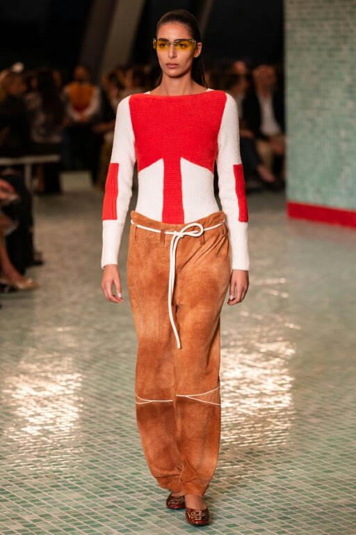 Un mannequin du défilé Tory Burch à New York le 9 septembre 2024 © Yuki IWAMURA