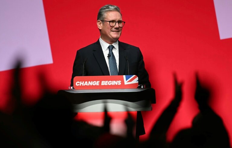 Le Premier ministre britannique Keir Starmer lors du congrès du Parti travailliste à Liverpool , le 24 septembre 2024 au nord-ouest de l'Angleterre © Paul ELLIS