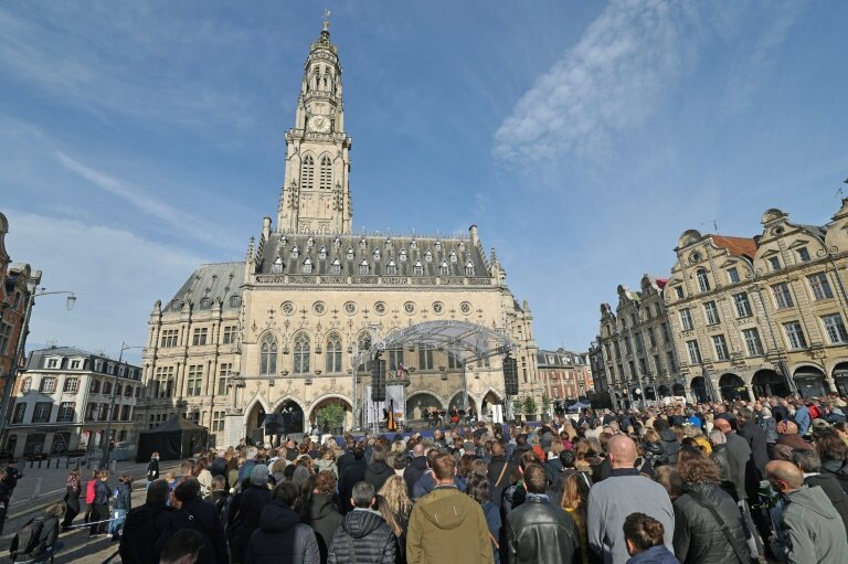 Cérémonie d'hommage le 13 octobre 2024 à l'occasion du premier anniversaire de la mort de l'enseignant Dominique Bernard, poignardé à Arras © FRANCOIS LO PRESTI