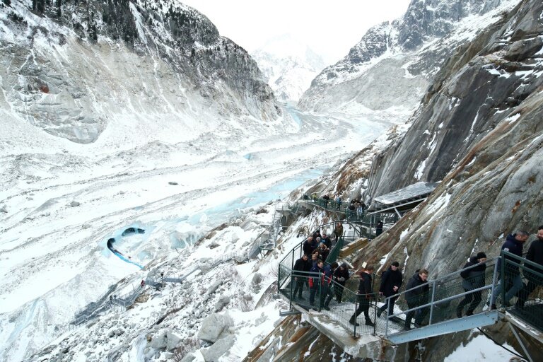 La Mer de glace, dans les Alpes, en Haute-Savoie, le 13 février 2020 © DENIS BALIBOUSE