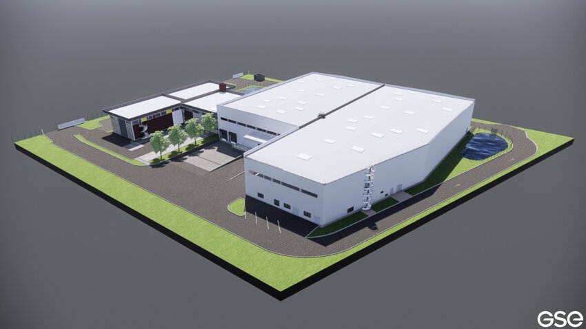 Visualisation 3D du futur site logistique Pharmat. © GSE