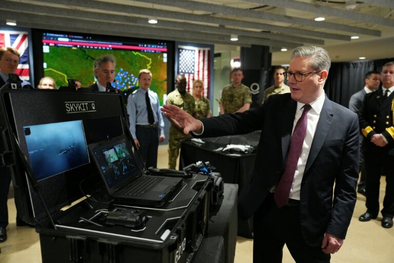 Le Premier ministre britannique Keir Starmer visitant la société Palantir Technologies le 27 février 2025 à Washington. © Carl Court