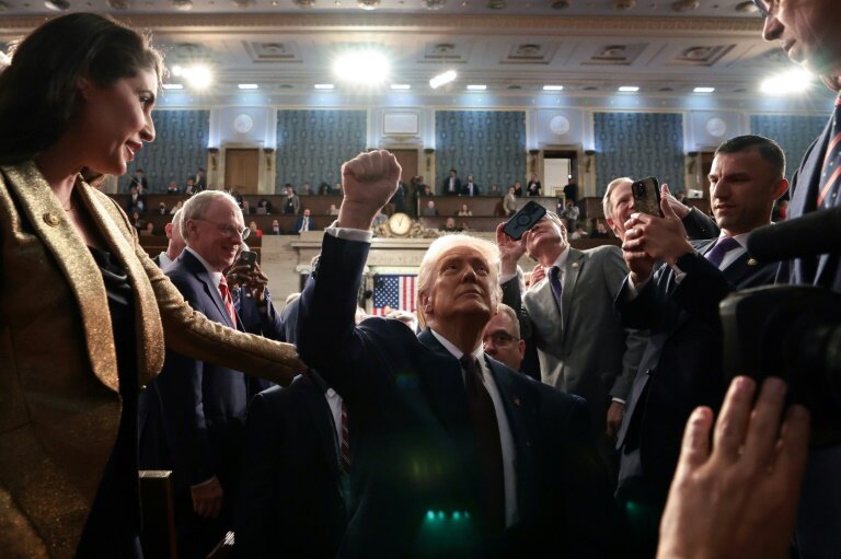 Le président américain Donald Trump à l'issue de son discours au Congrès, à Washington, le 4 mars 2025 © Win McNamee