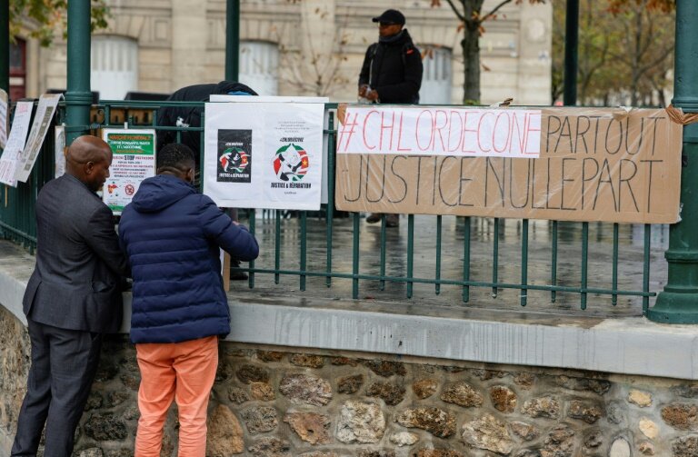 Manifestation en soutien aux victimes du chlordécone aux Antilles, le 28 octobre 2023, à Paris © Geoffroy Van der Hasselt