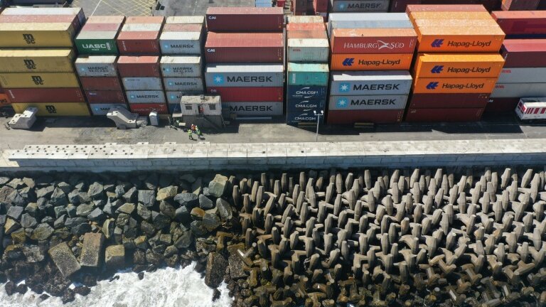 Vue aérienne de la digue au port de San Antonio, Chili, le 13 mars 2025 © RODRIGO ARANGUA