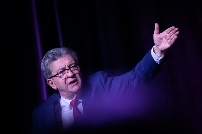 Le leader de la France inoumise, Jean-Luc Mélenchon le 19 mars 2025 à Brest © Loic VENANCE