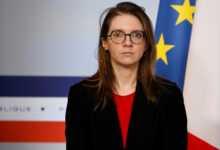 Aurore Bergé, la ministre chargée de la lutte contre les discriminations, à l'issue d'un Conseil des ministres, le 19 février 2025 © Ludovic MARIN