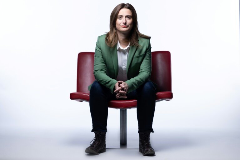 Marine Tondelier, la secrétaire nationale des Ecologistes-EELV, lors d'une session photo avec l'AFP, Paris, le 6 novembre 2024 © JOEL SAGET