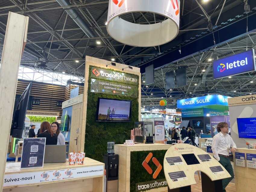 Le stand de Trace Software à BePositive, à Lyon du 25 au 27 mars. © Aletheia Press / Emilie Wood 