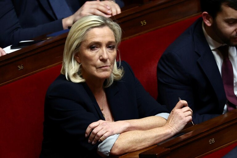 Marine Le Pen, le 1er avril 2025 à l'Assemblée nationale à Paris © Anne-Christine POUJOULAT