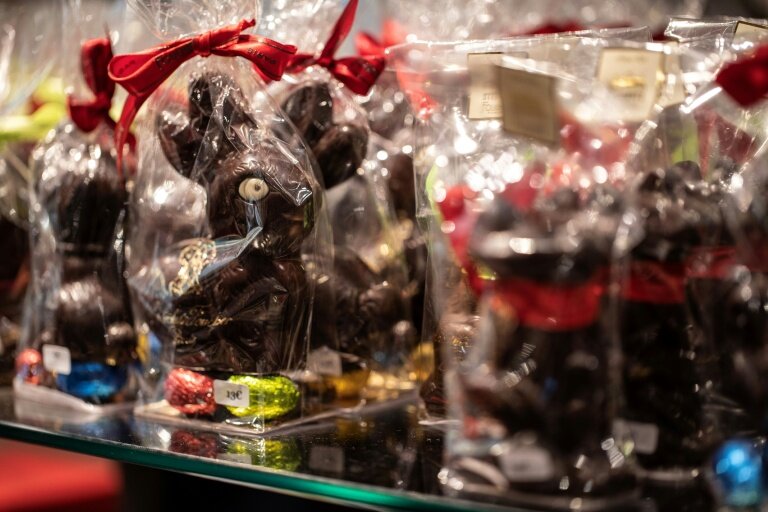 Le prix des sujets de Pâques en chocolat a augmenté en 2025 en raison de la flambée des cours du cacao © Guillaume BAPTISTE