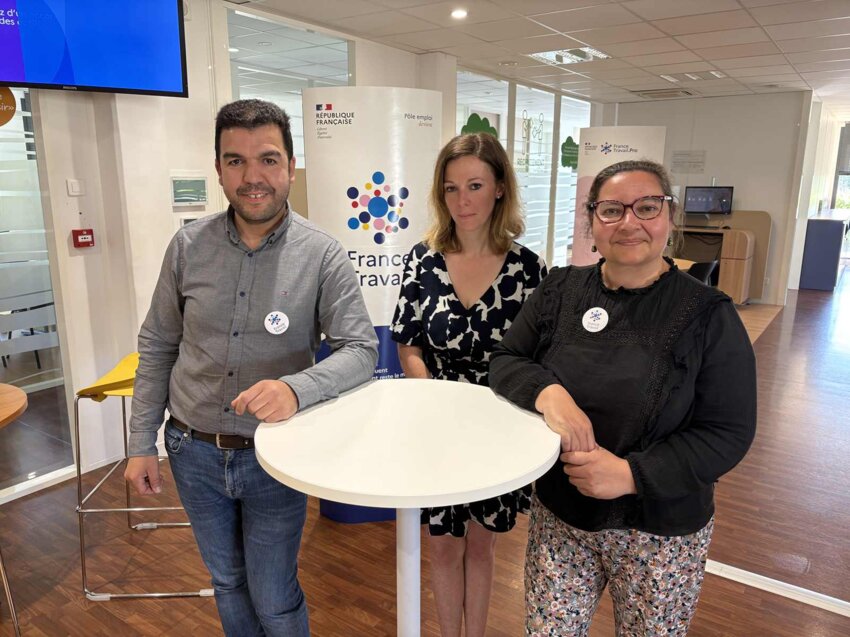 Youssef El Grimat, directeur de France Travail Laon, Anne-Flore Hansen de l'Utas de Laon et Marie-Christine Hazard, directrice de France Travail Chauny.