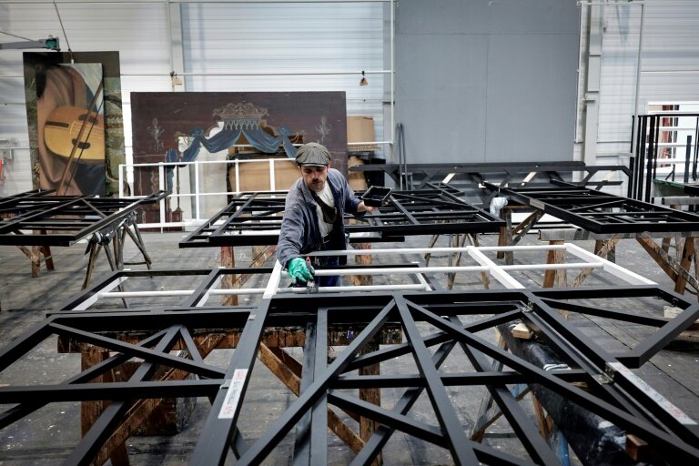 Les ateliers de fabrication des décors de la Comédie-Française à Sarcelles, dans le Val-d'Oise, le 29 avril 2025 © STEPHANE DE SAKUTIN