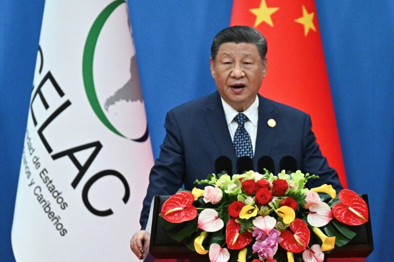 Le président chinois Xi Jinping lors de la cérémonie d'ouverture de la 4e réunion ministérielle du Forum Chine-Communauté des États d'Amérique latine et des Caraïbes (Celac) à Pékin, le 13 mai 2025 © Pedro PARDO