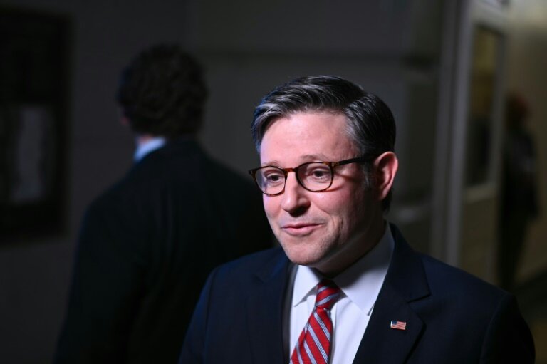 Le président républicain de la Chambre américaine des représentants, Mike Johnson, au Capitole de Washington, le 20 mai 2025 © Mandel NGAN