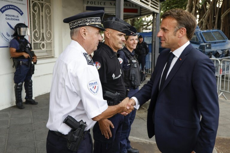 Emmanuel Macron à Nouméa en Nouvelle-Calédonie le 23 mai 2024 © LUDOVIC MARIN