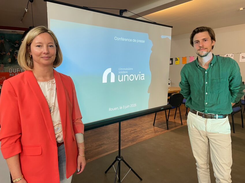 France Cousin et Jonathan Garcia, lors d'une conférence de presse à Rouen, le 3 juin. © Unovia